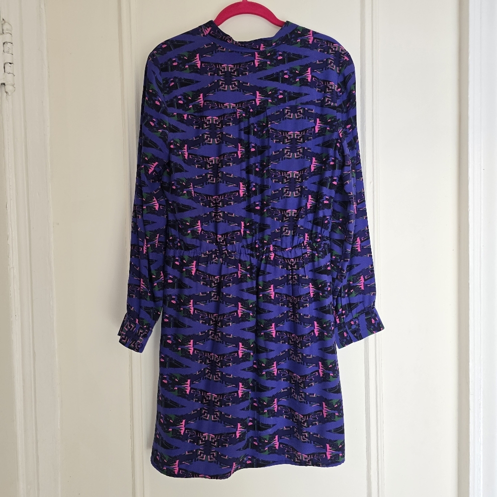 Amanda Uprichard Purple Silk "Aztec" Print Dress - Size Med - Picture 6 of 16